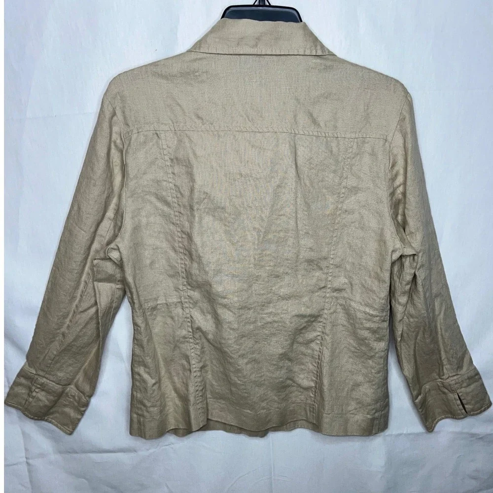 Rafaella Women Linen Suit‎ Blazer Skirt Set Beige Size 14
